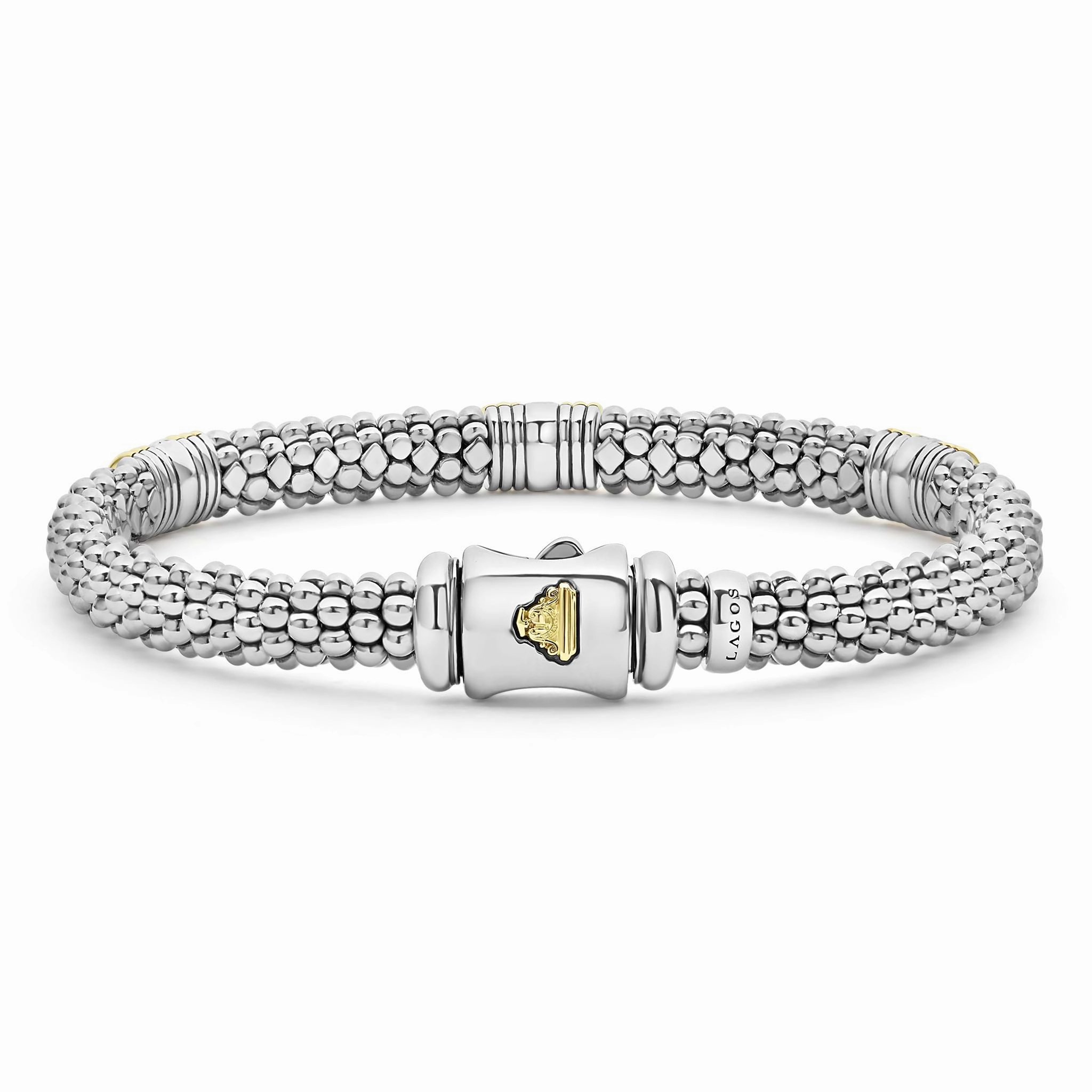 Signature Caviar Triple Diamond Station Caviar Bracelet | 6mm