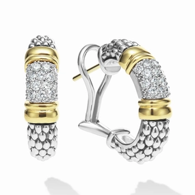 Signature Caviar Two-Tone Caviar Diamond Hoop Earrings