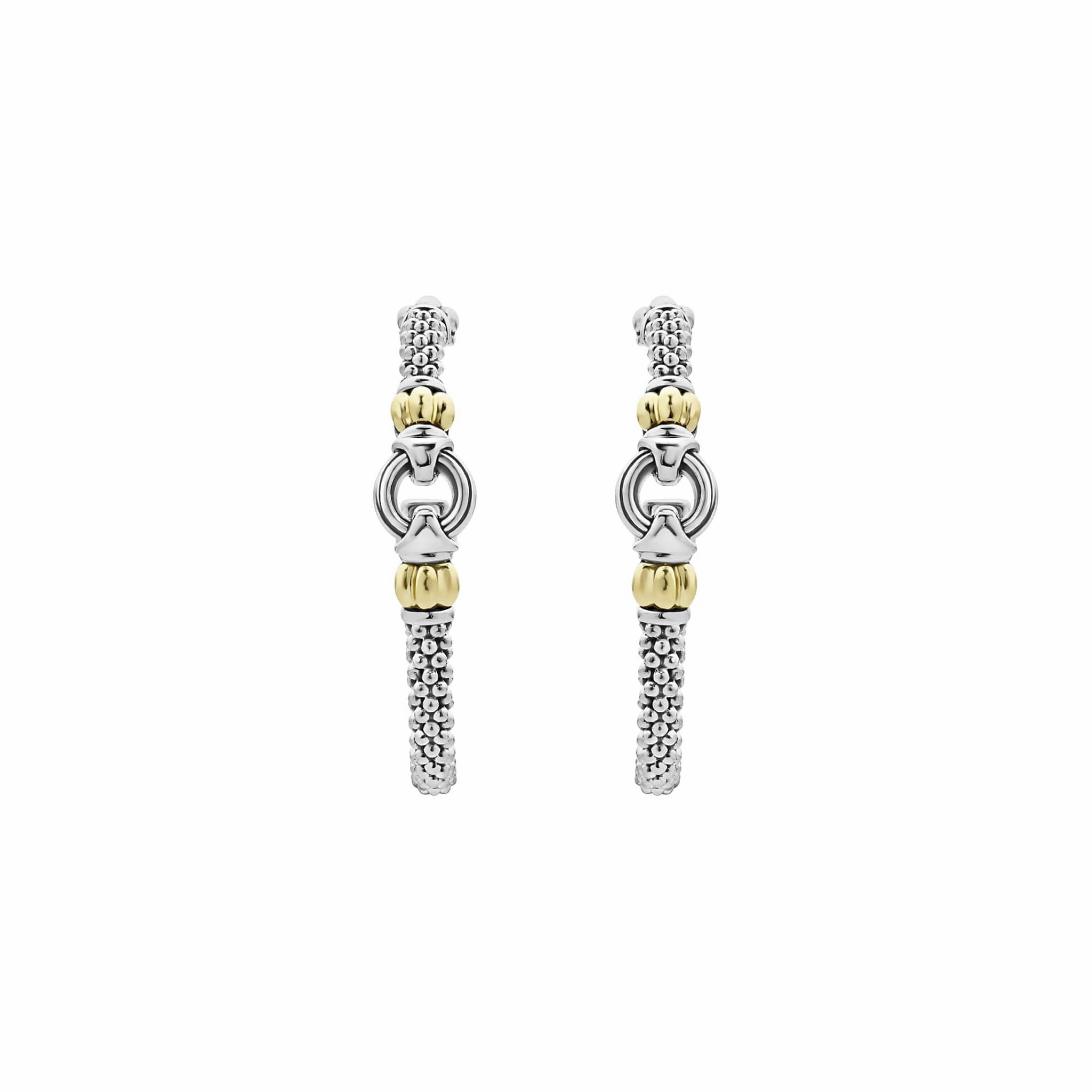 Signature Caviar Two-Tone Caviar Hoop Earrings