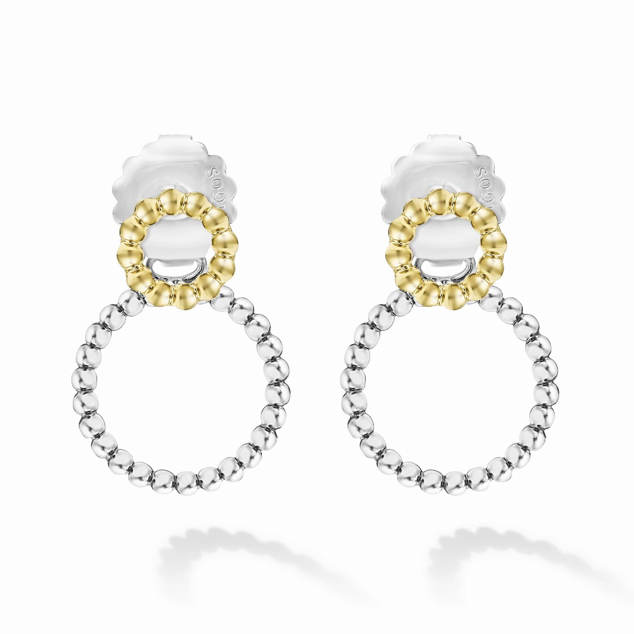 Signature Caviar Two-Tone Circle Drop Earrings