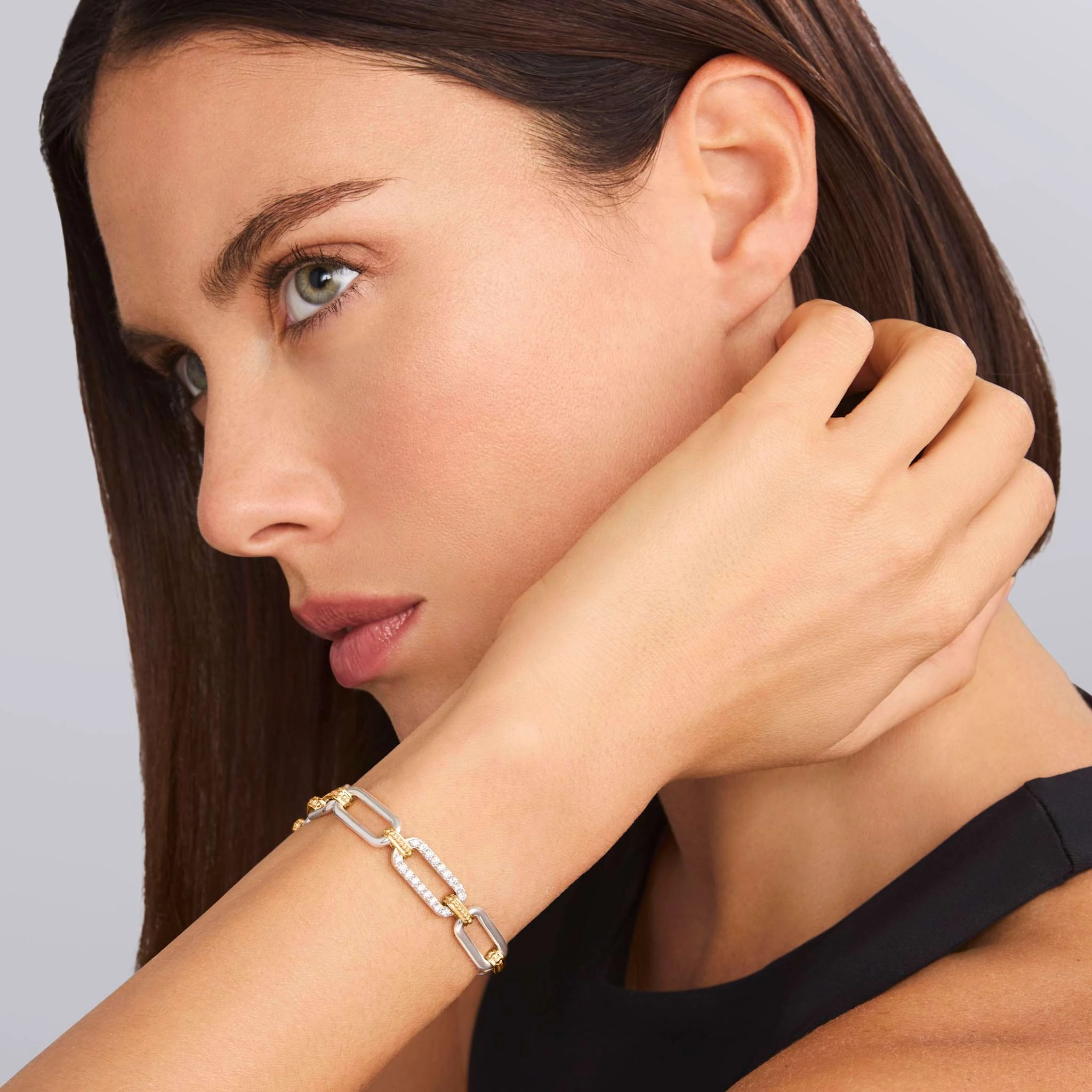 Signature Caviar Two-Tone Diamond Link Bracelet