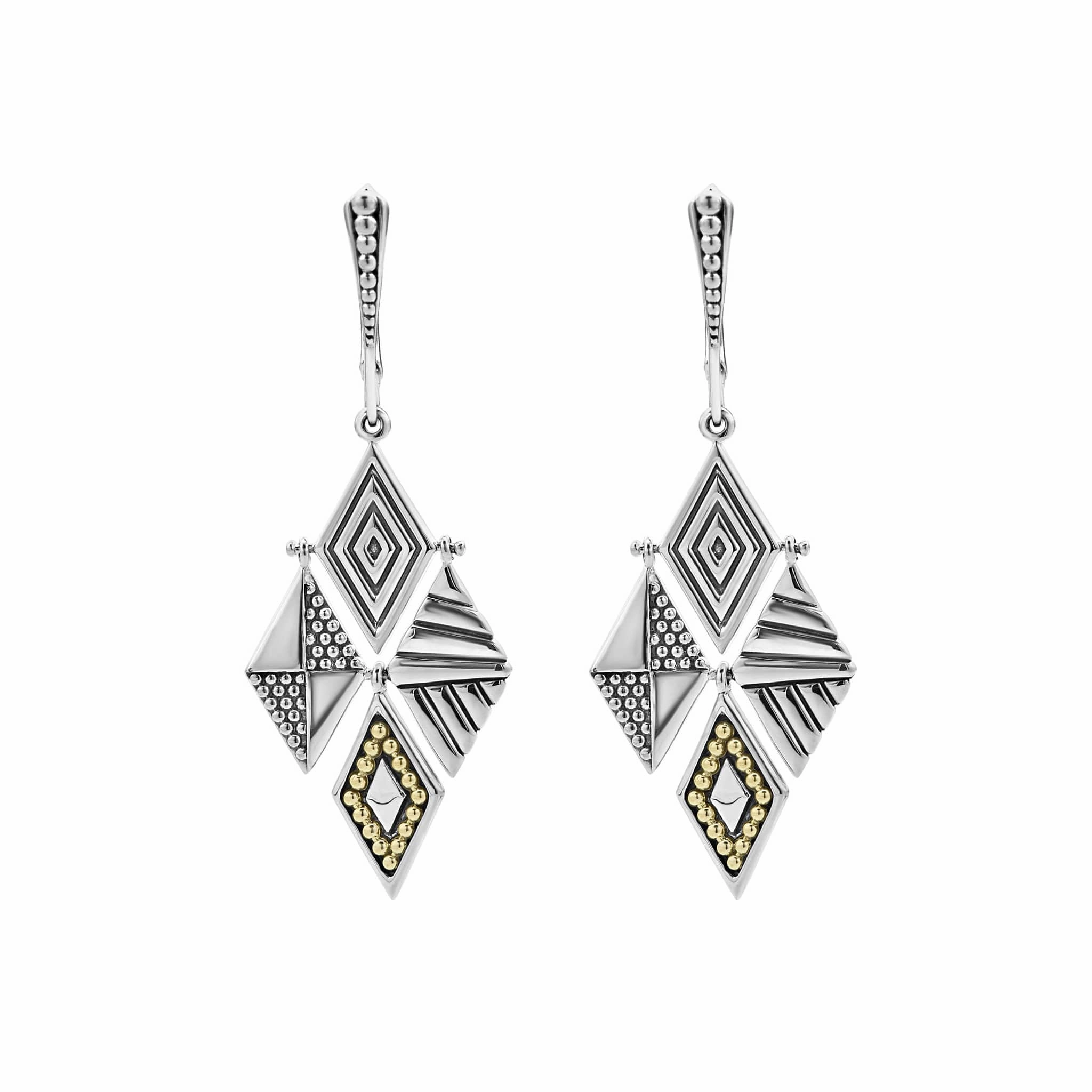 Signature Caviar Two-Tone Drop Earrings