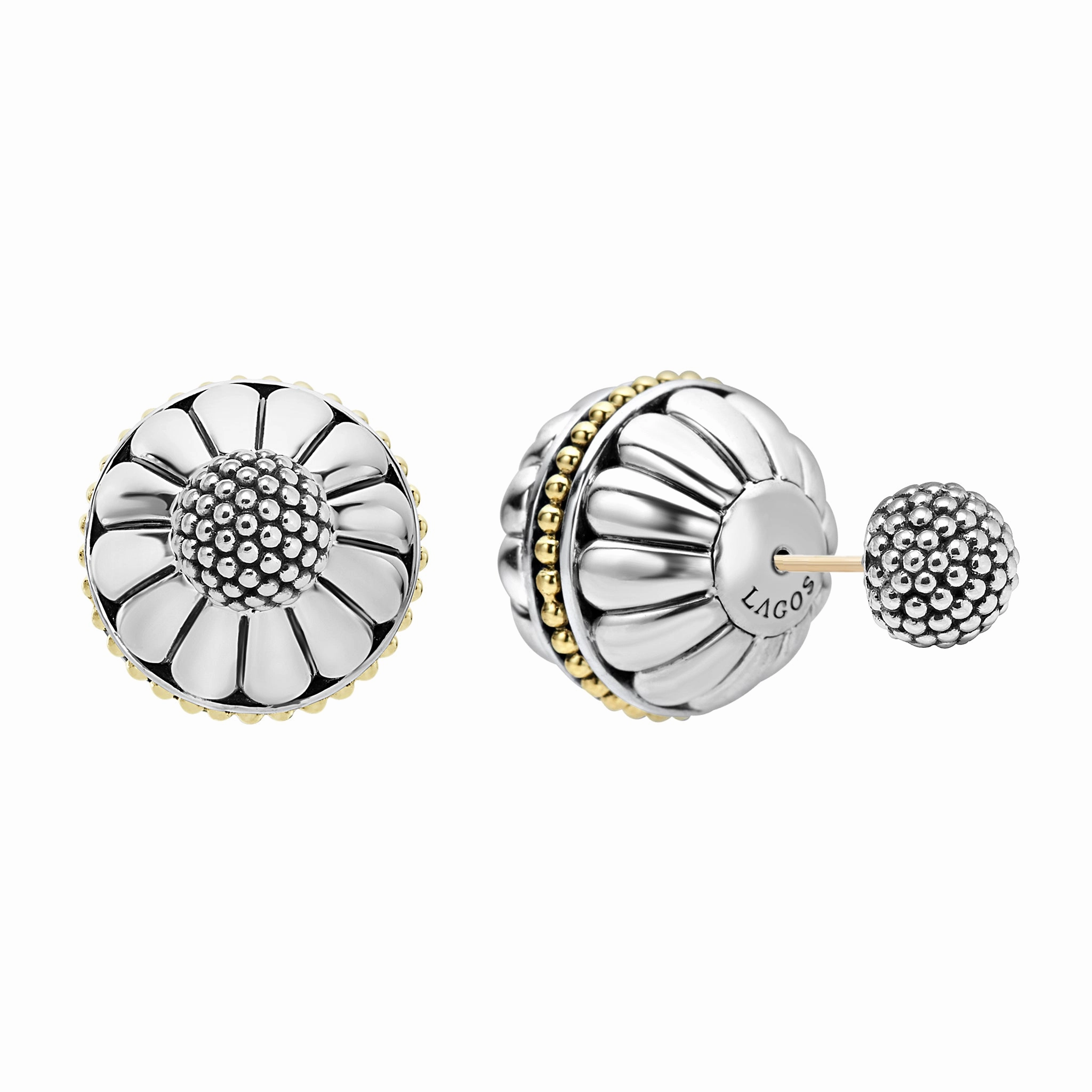 Signature Caviar Two-Tone Fluted Earring Backs