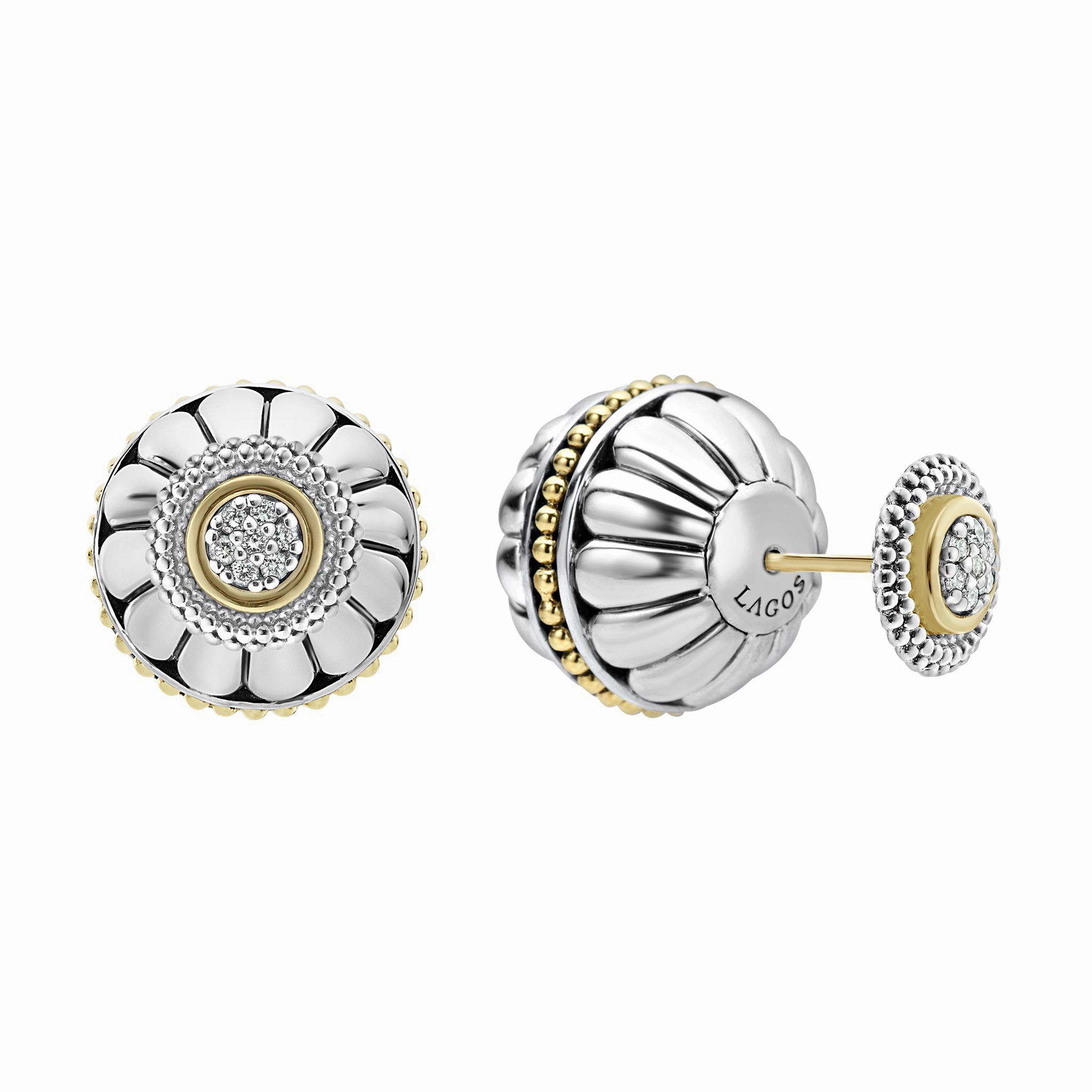 Signature Caviar Two-Tone Fluted Earring Backs