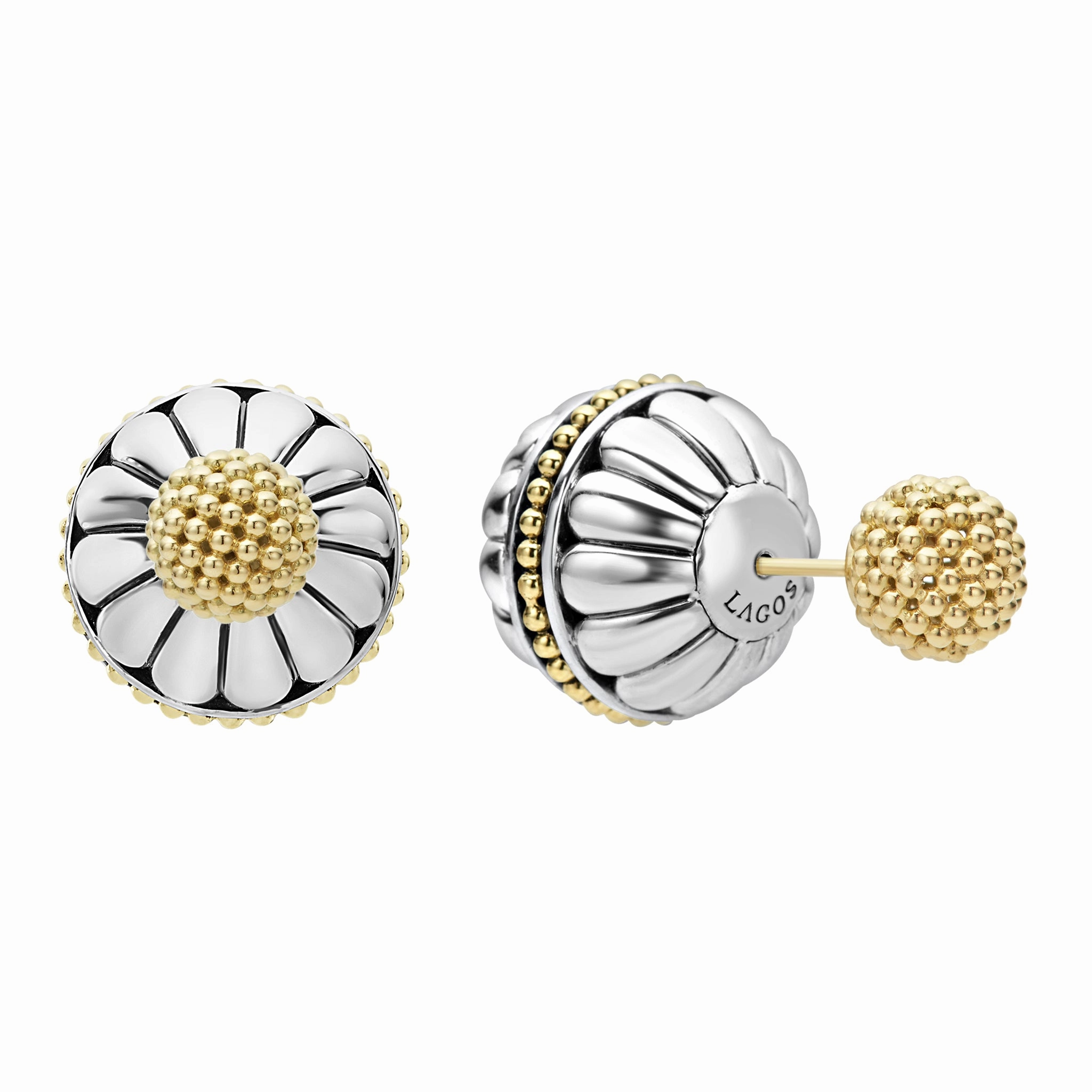 Signature Caviar Two-Tone Fluted Earring Backs
