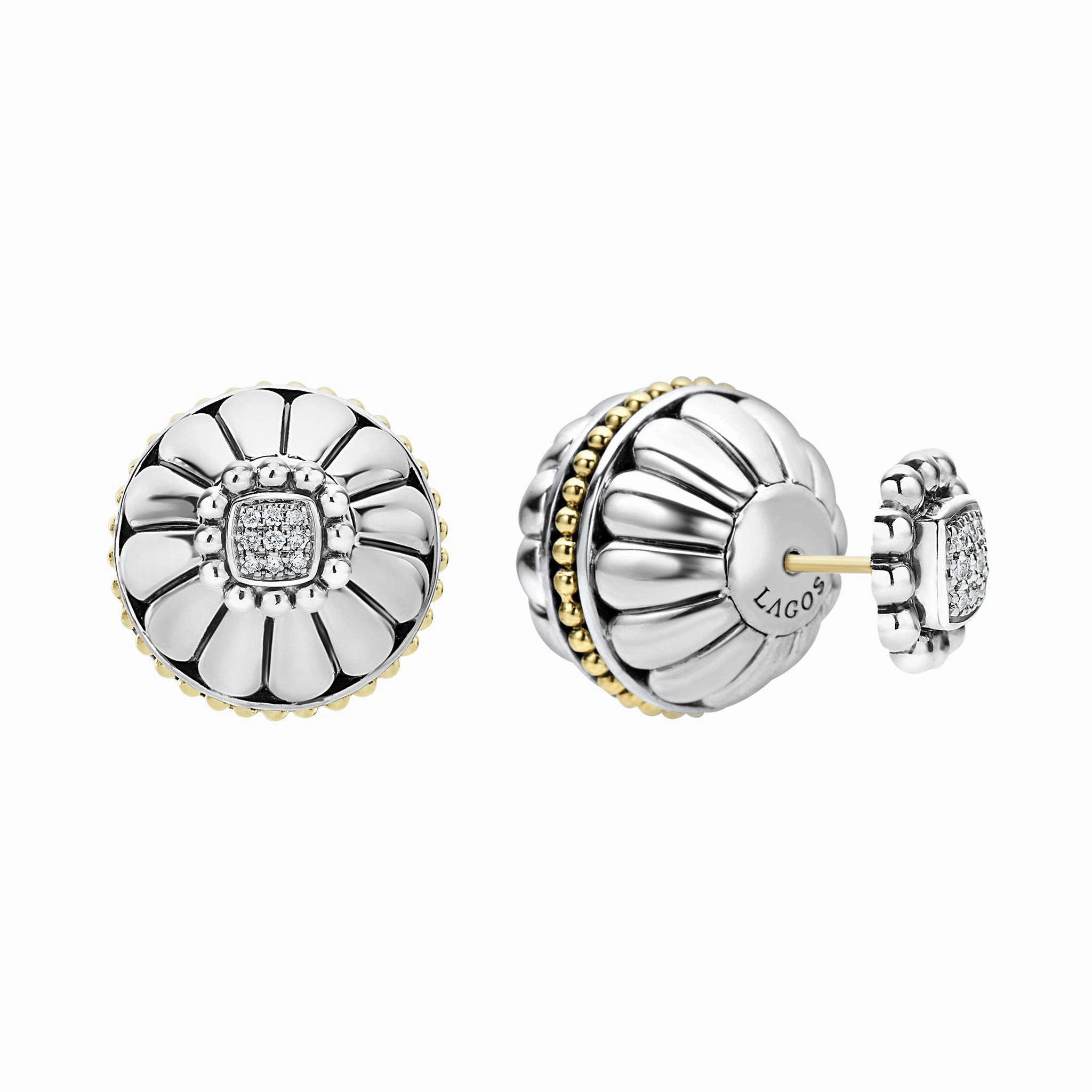 Signature Caviar Two-Tone Fluted Earring Backs