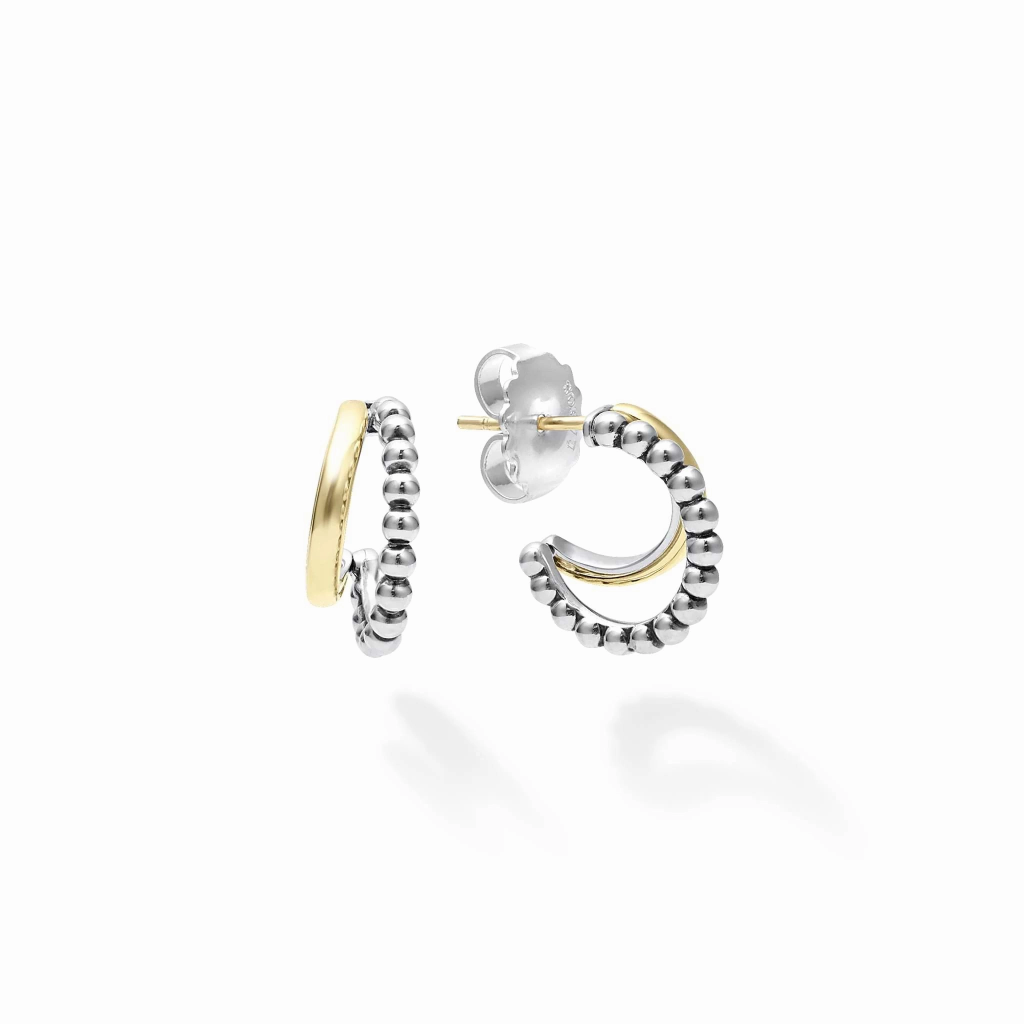 Signature Caviar Two-Tone Huggie Earring Gift Set