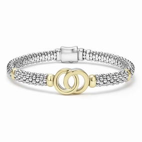 Signature Caviar Two-Tone Interlocking Caviar Bracelet | 6mm