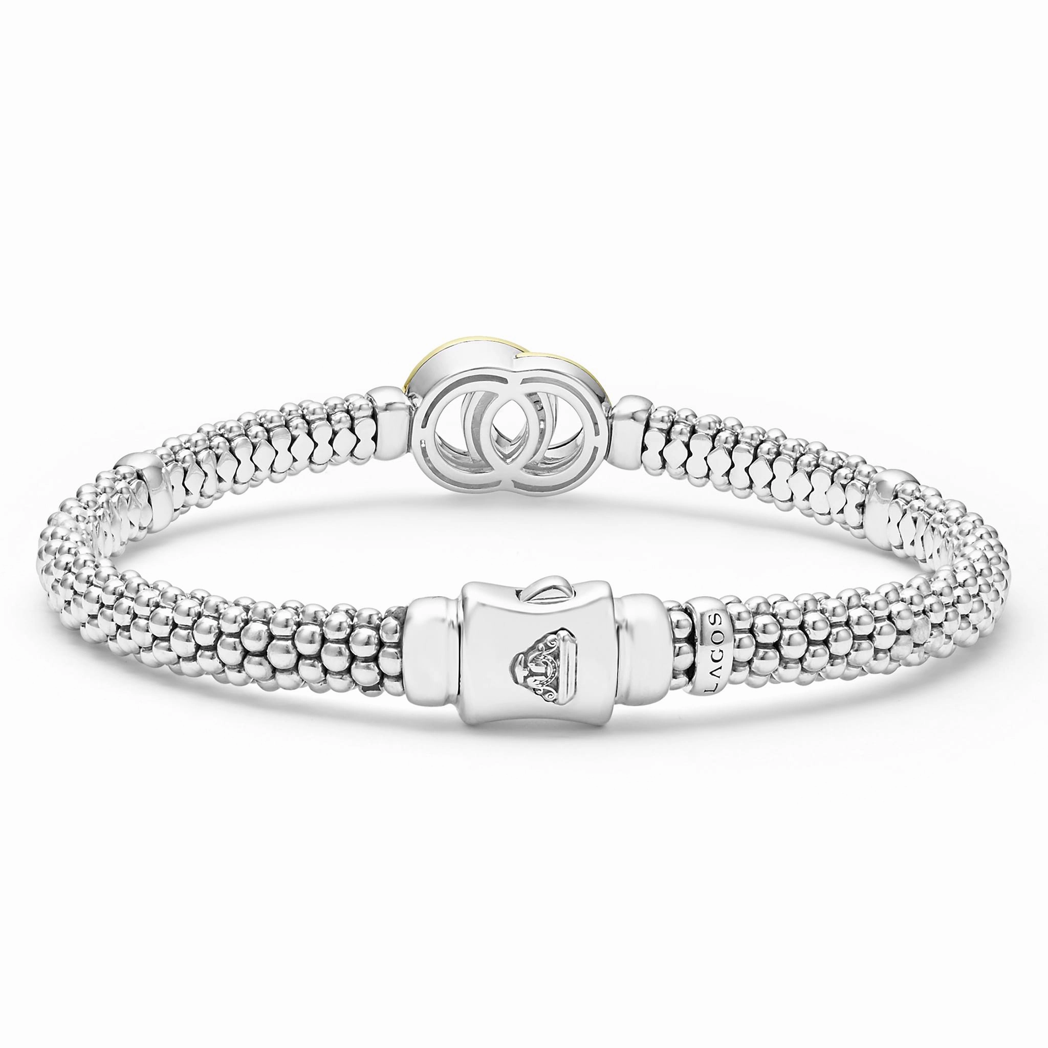 Signature Caviar Two-Tone Interlocking Diamond Caviar Bracelet | 6mm