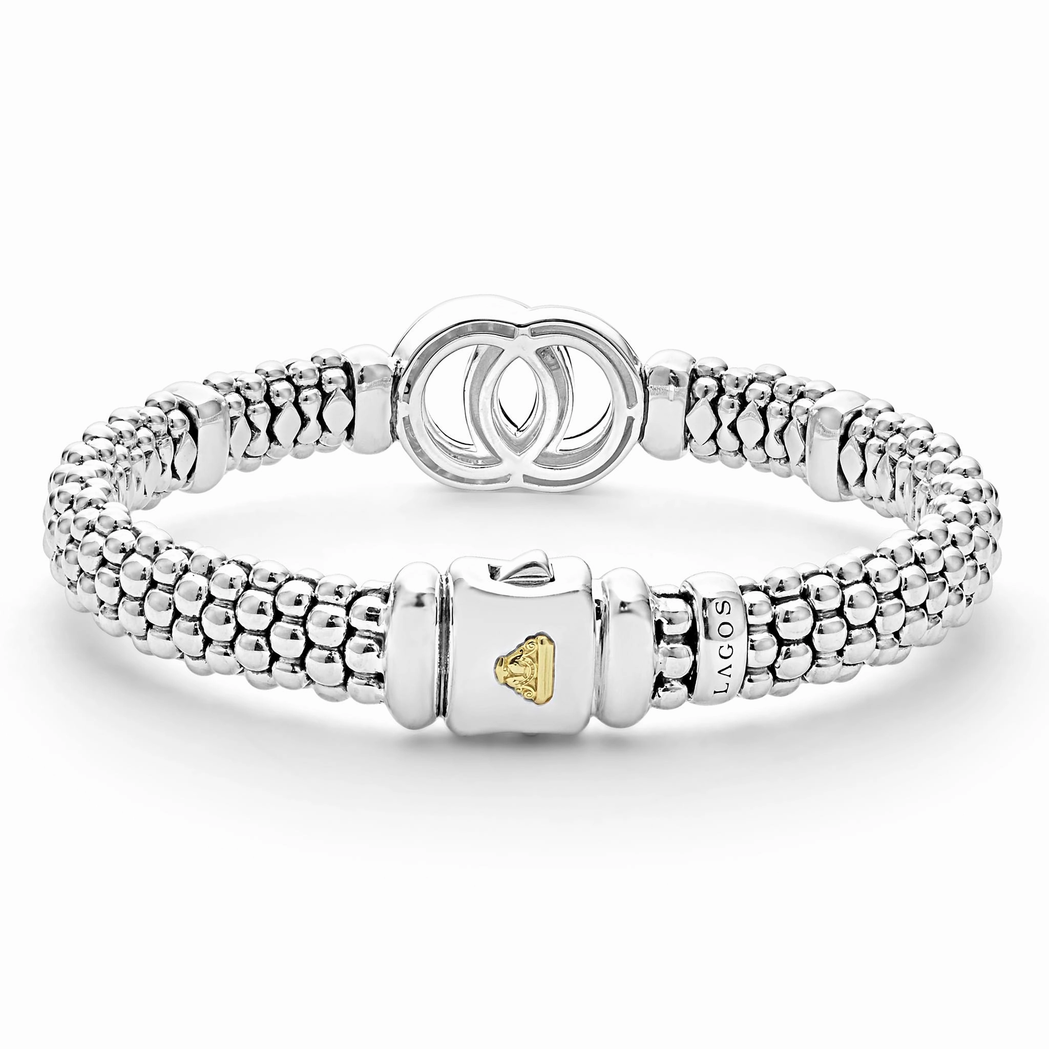 Signature Caviar Two-Tone Interlocking Diamond Caviar Bracelet | 9mm