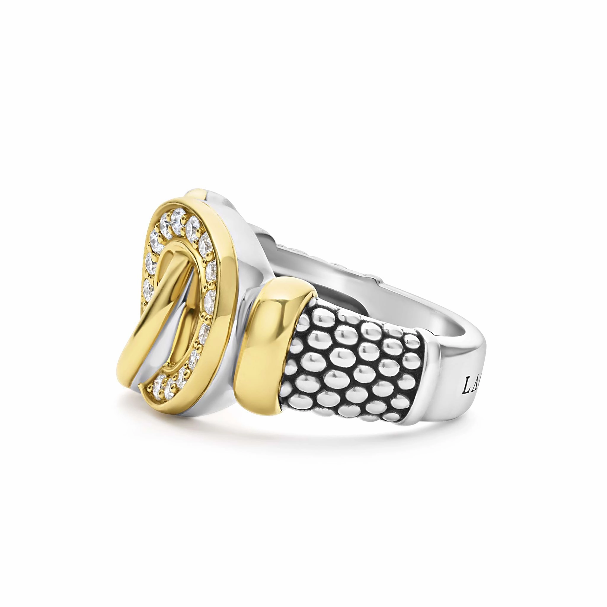 Signature Caviar Two-Tone Interlocking Diamond Statement Ring
