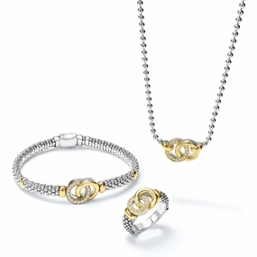 Signature Caviar Two-Tone Interlocking Diamond Trio Gift Set
