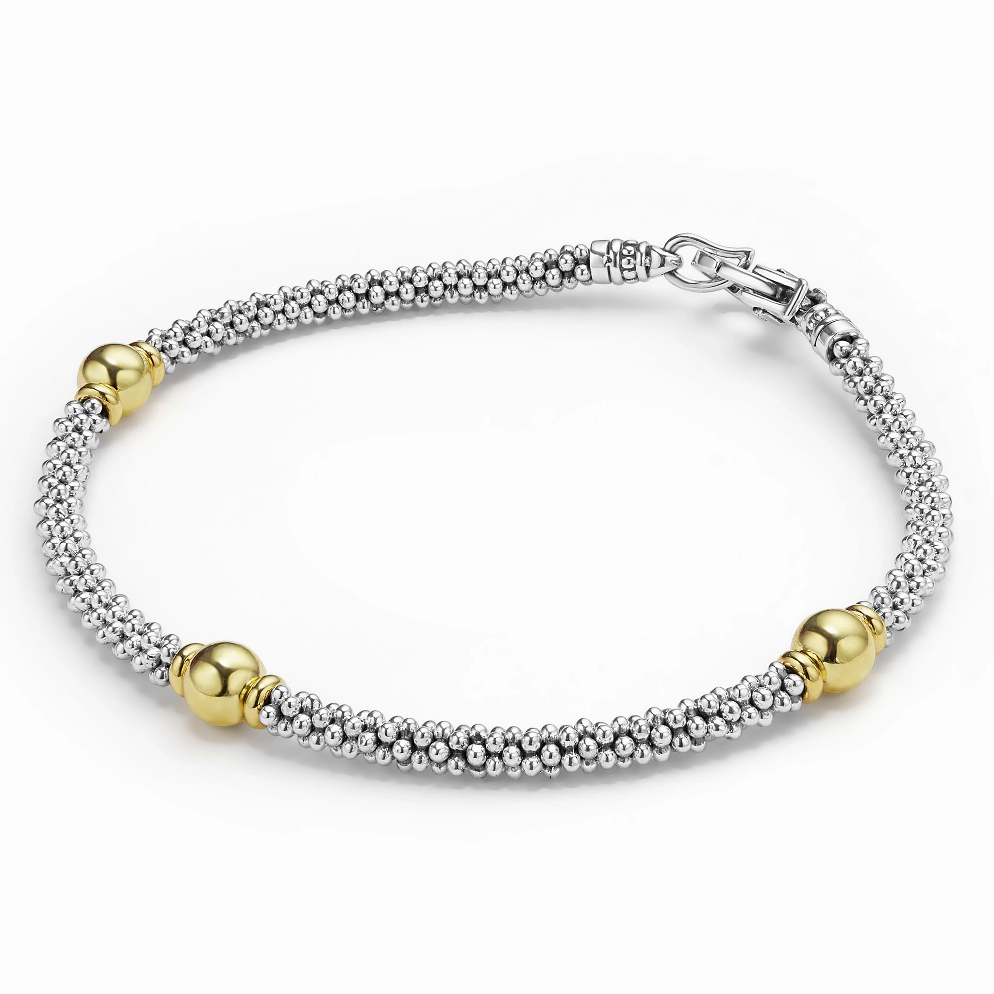 Signature Caviar Two-Tone Station Bracelet | 3mm
