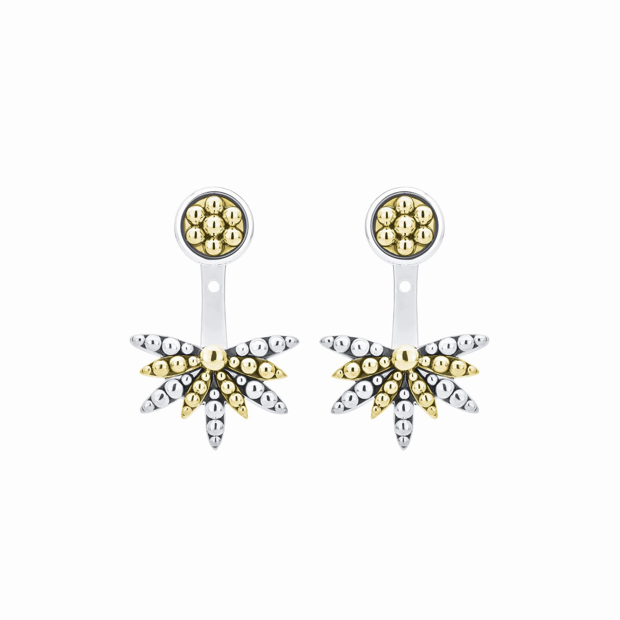 Signature Caviar Two-Tone Stud Earrings with Earring Jacket