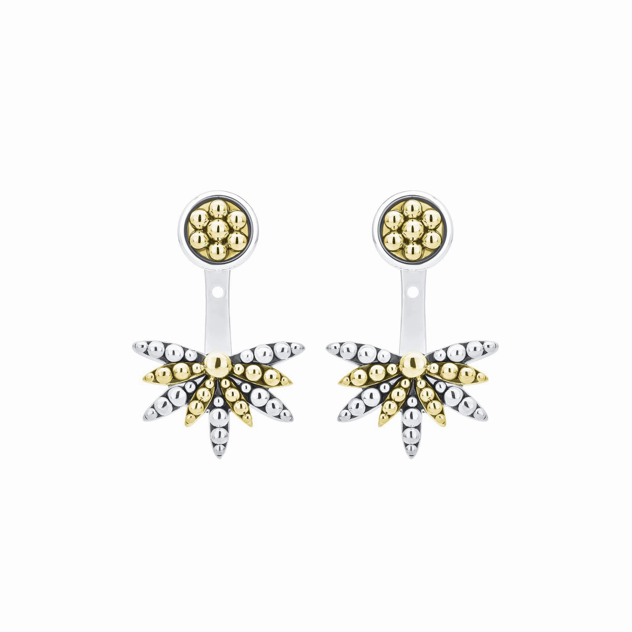 Signature Caviar Two-Tone Stud Earrings with Earring Jacket