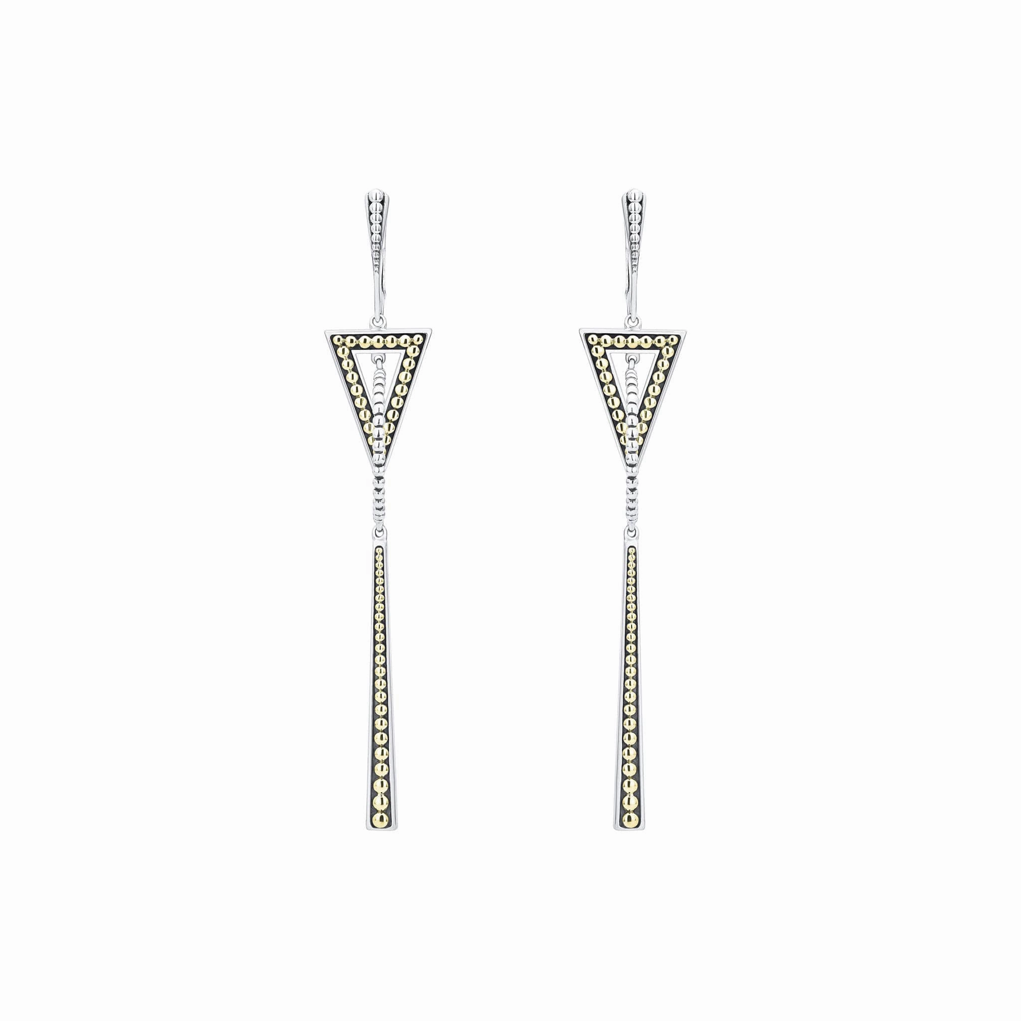 Signature Caviar Two-Tone Triangle Circle Drop Earrings