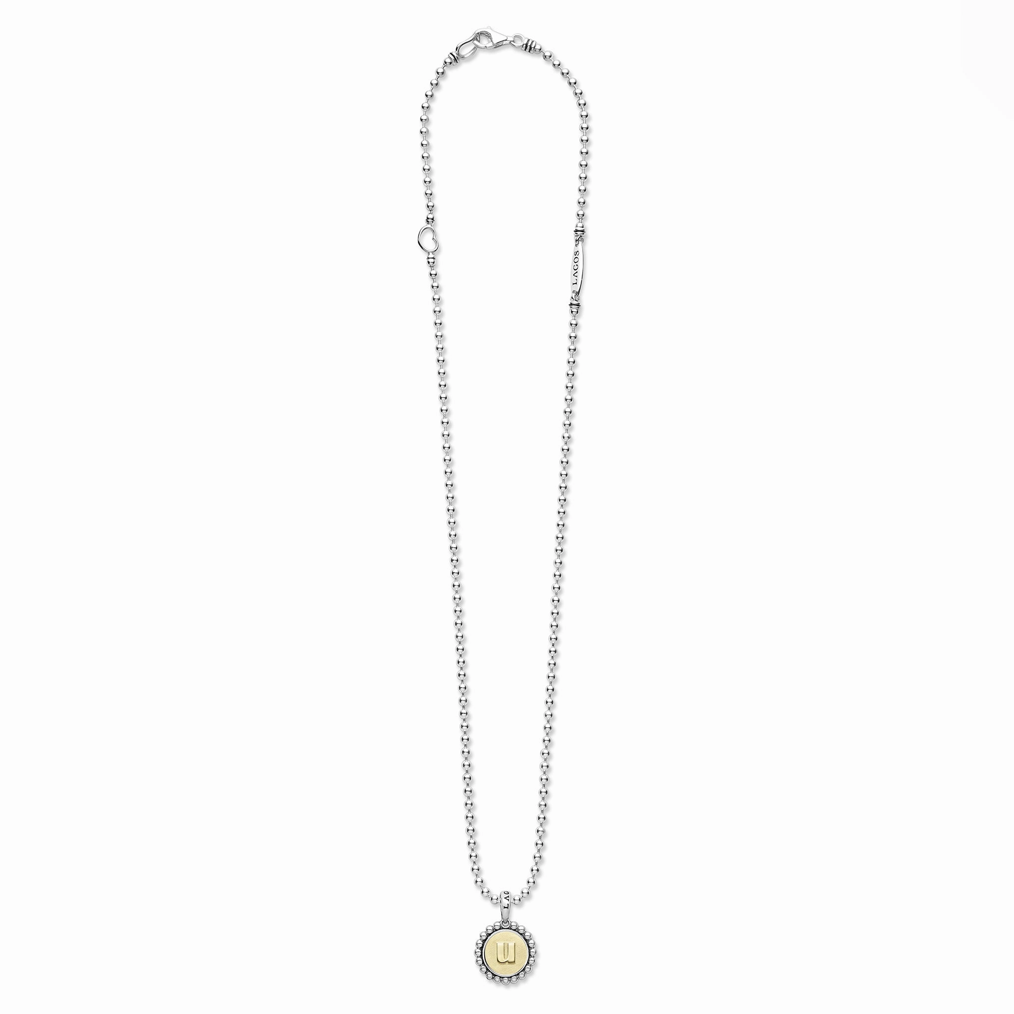 Signature Caviar U Initial Charm Necklace