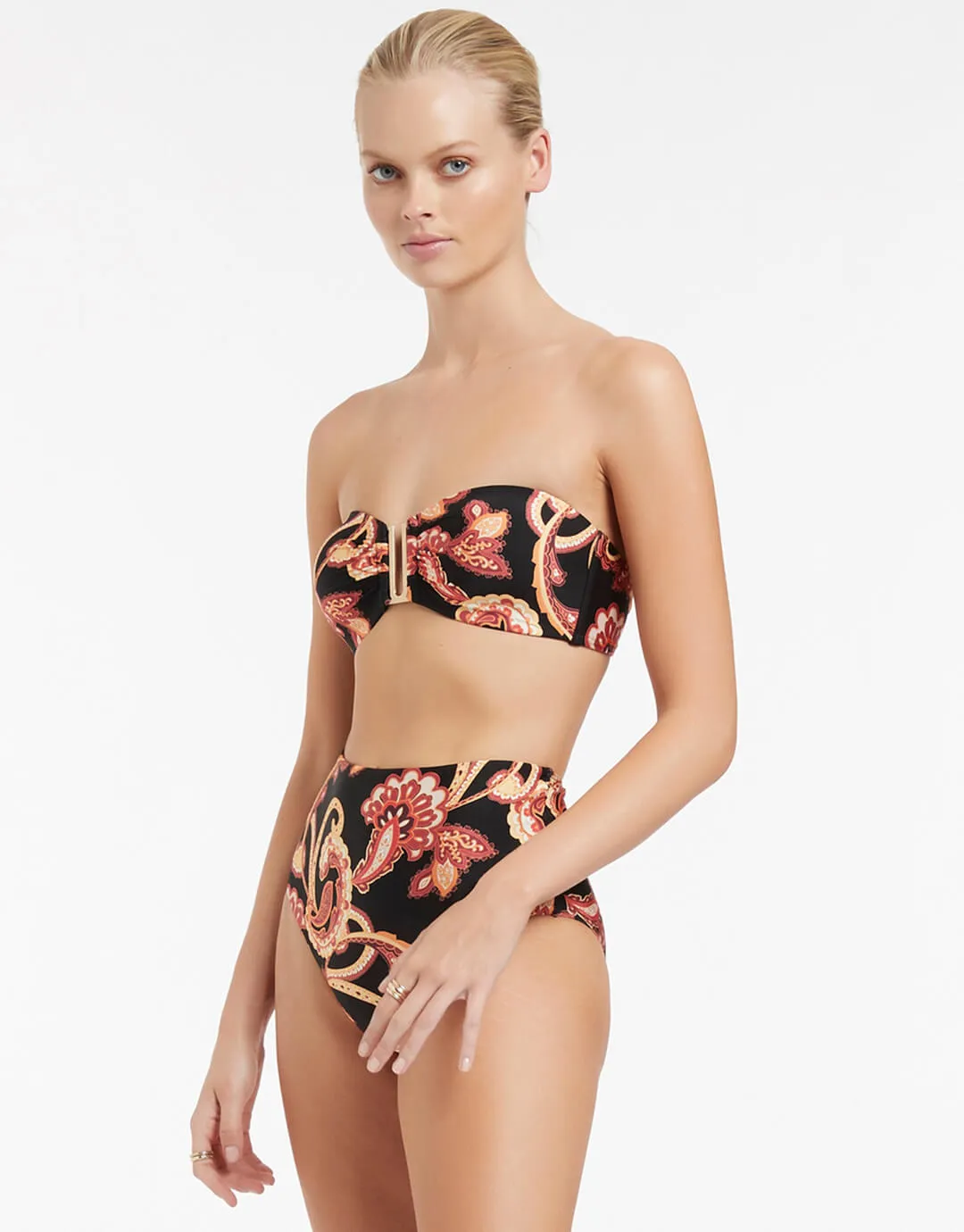 Silk Road High Waist Bikini Pant - Black