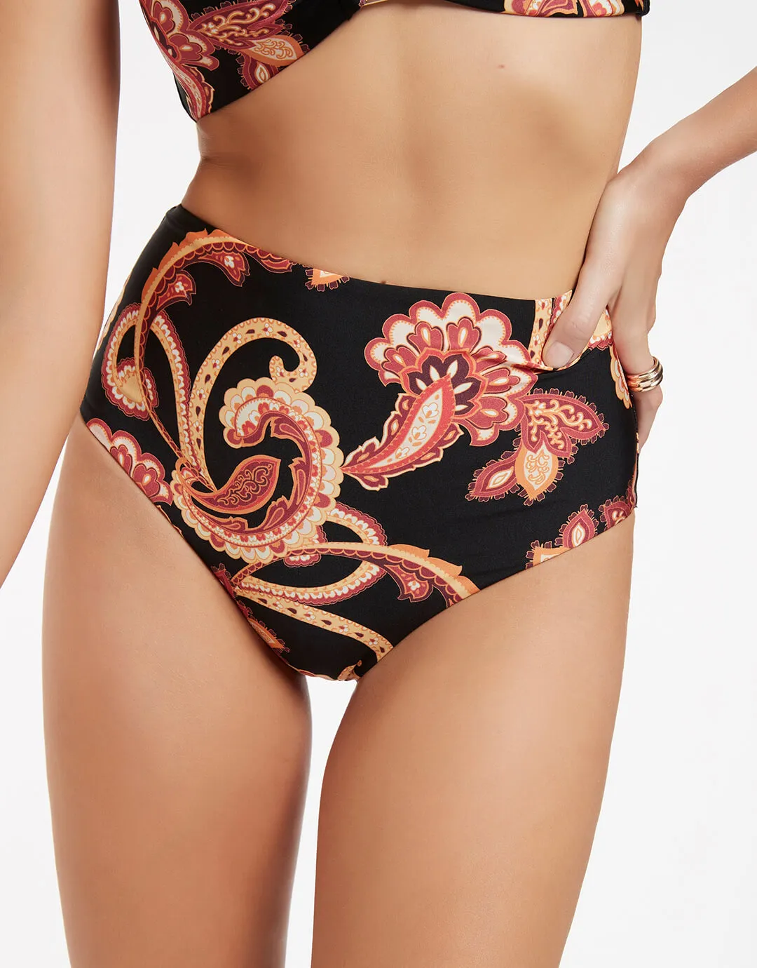Silk Road High Waist Bikini Pant - Black