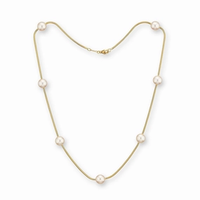 Silk Akoya Cultured Pearl Station Necklace