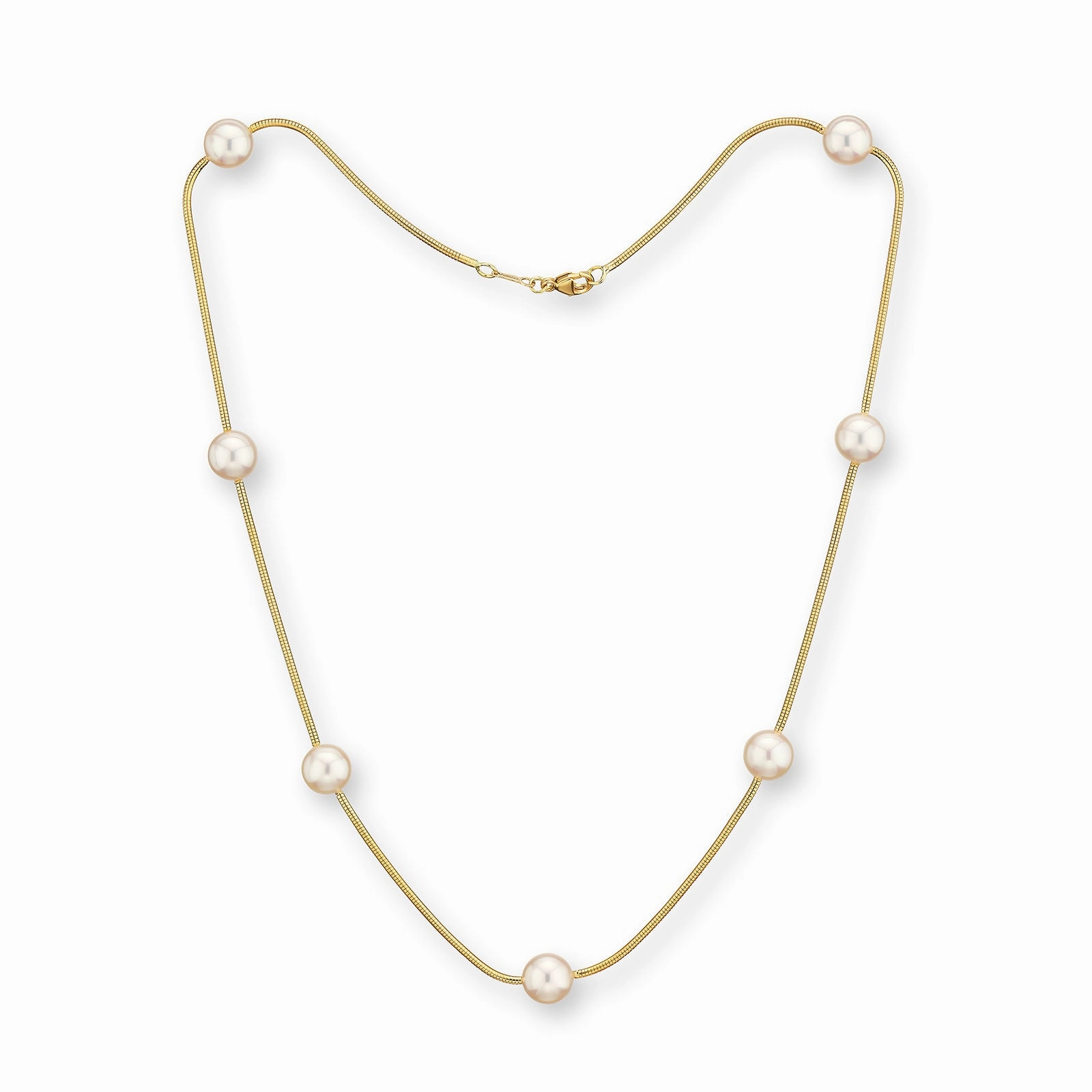 Silk Akoya Cultured Pearl Station Necklace