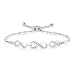 Silver Infinity Shape Diamond Lariat Bracelet