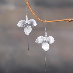 Silver Tri Flower Sterling Silver Earrings