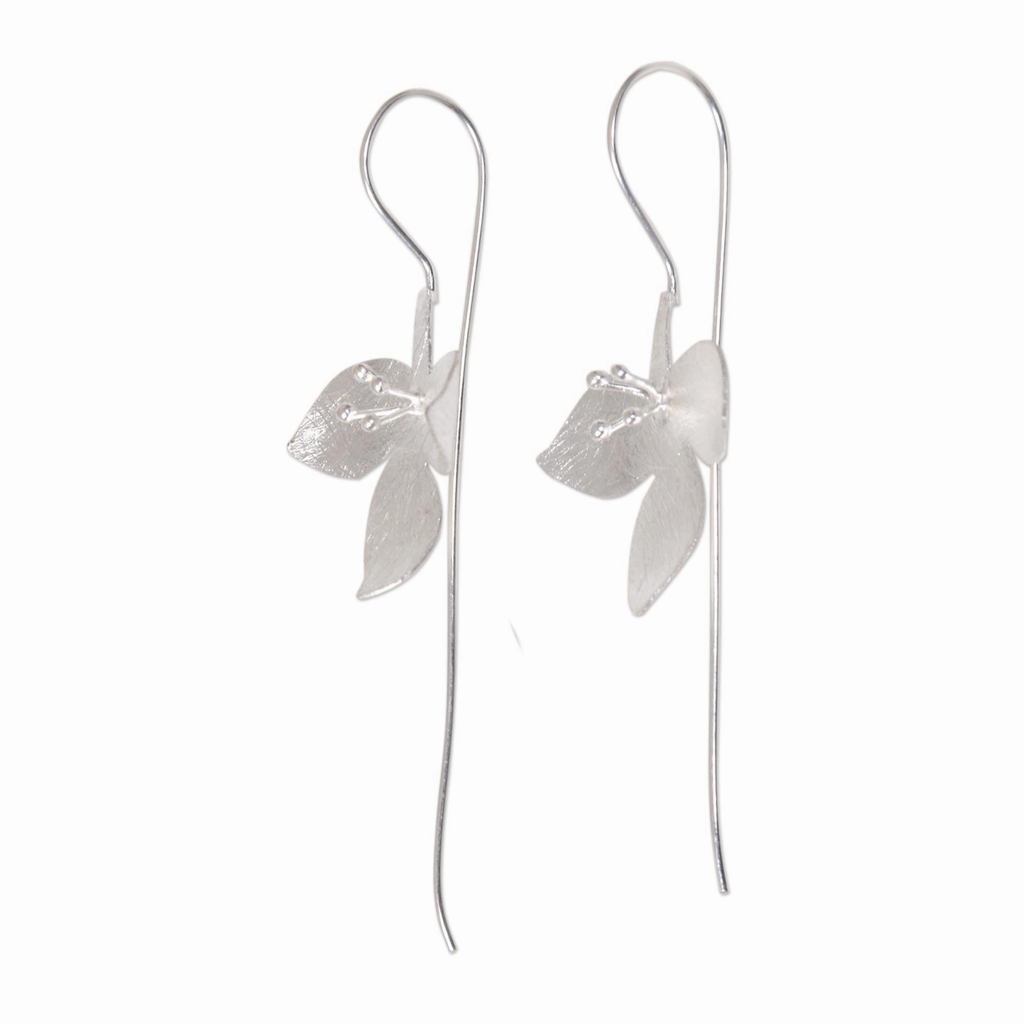 Silver Tri Flower Sterling Silver Earrings