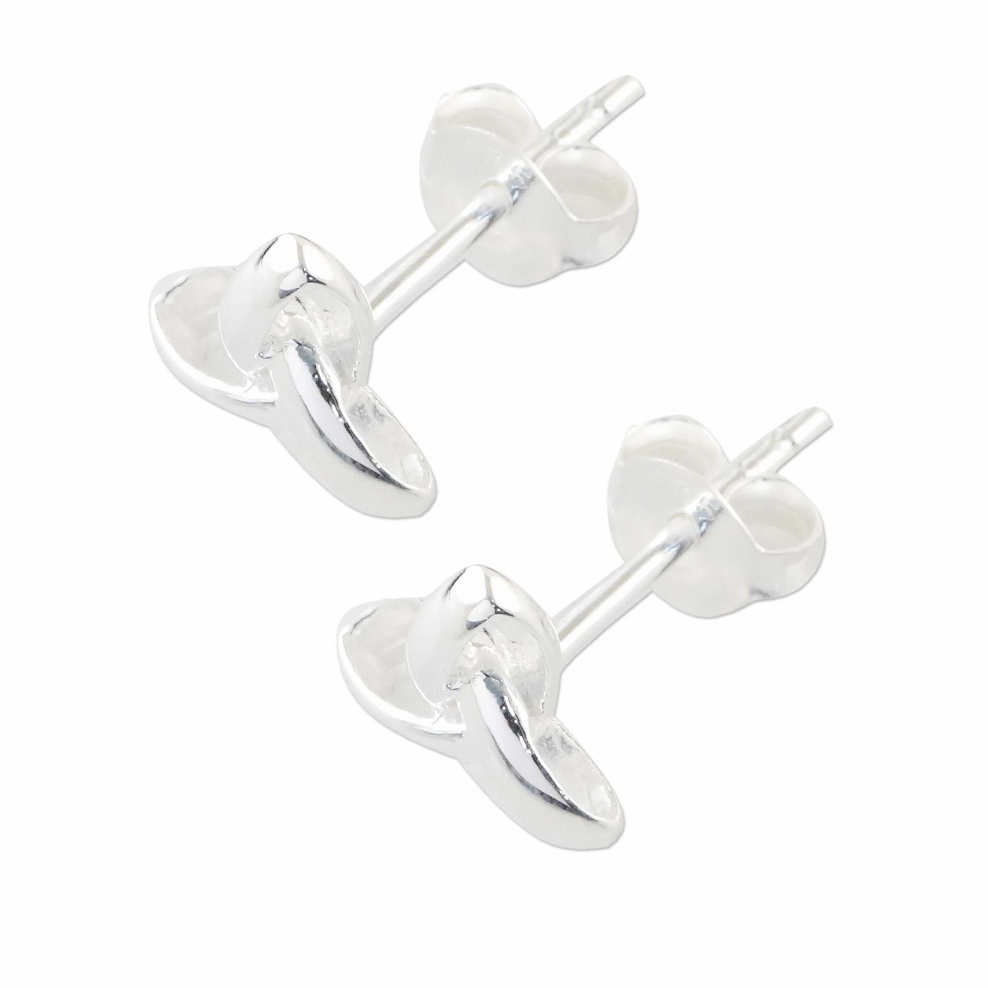 Silver Trinity Handcrafted Sterling Silver Stud Earrings from Thailand