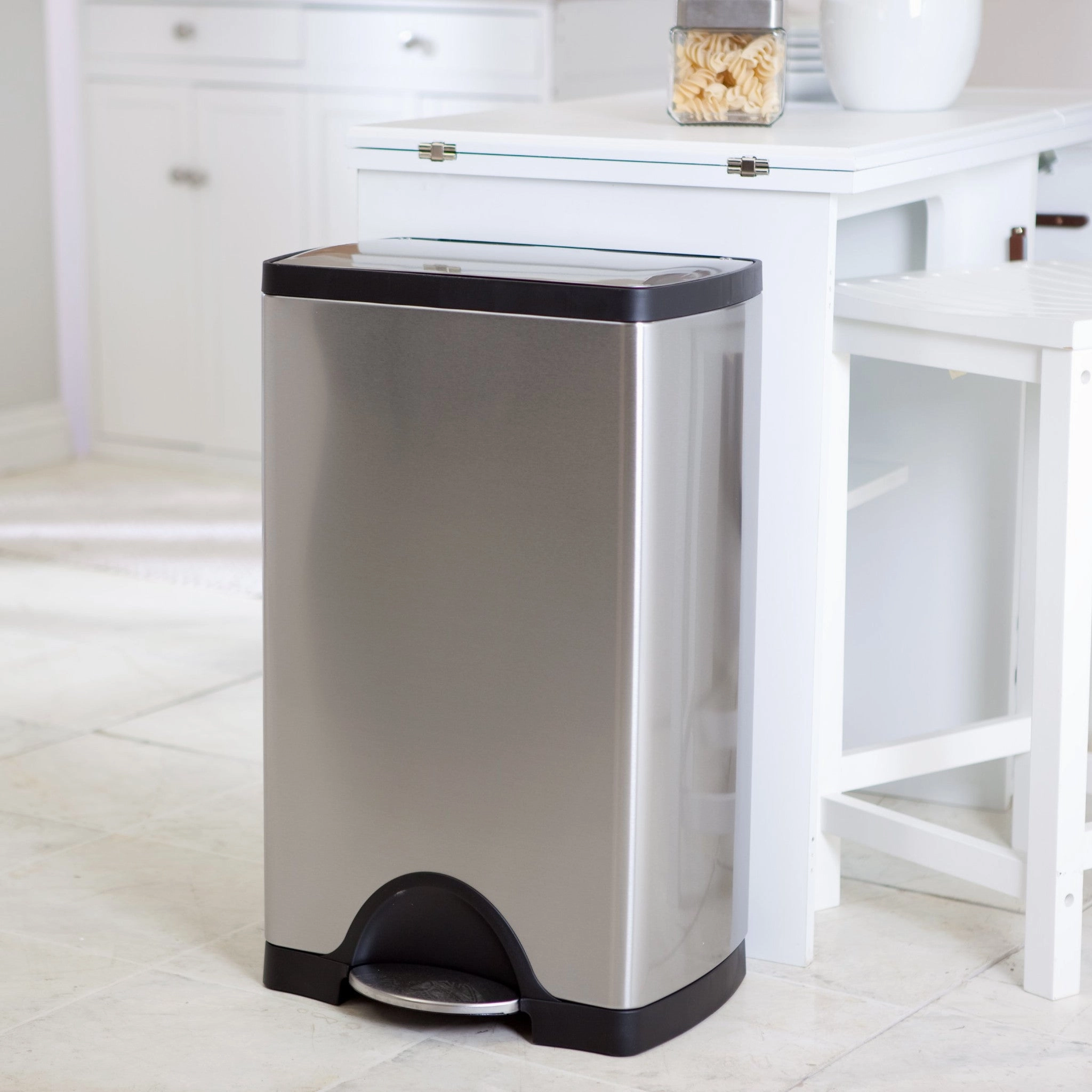 simplehuman Rectangle Step Trash Can-Brushed Stainless Steel