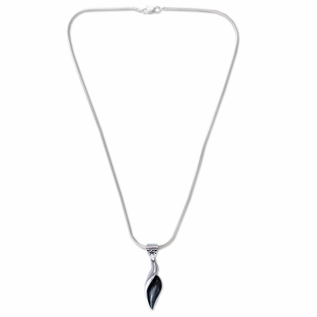 Sinuous Sterling Silver Pendant Necklace
