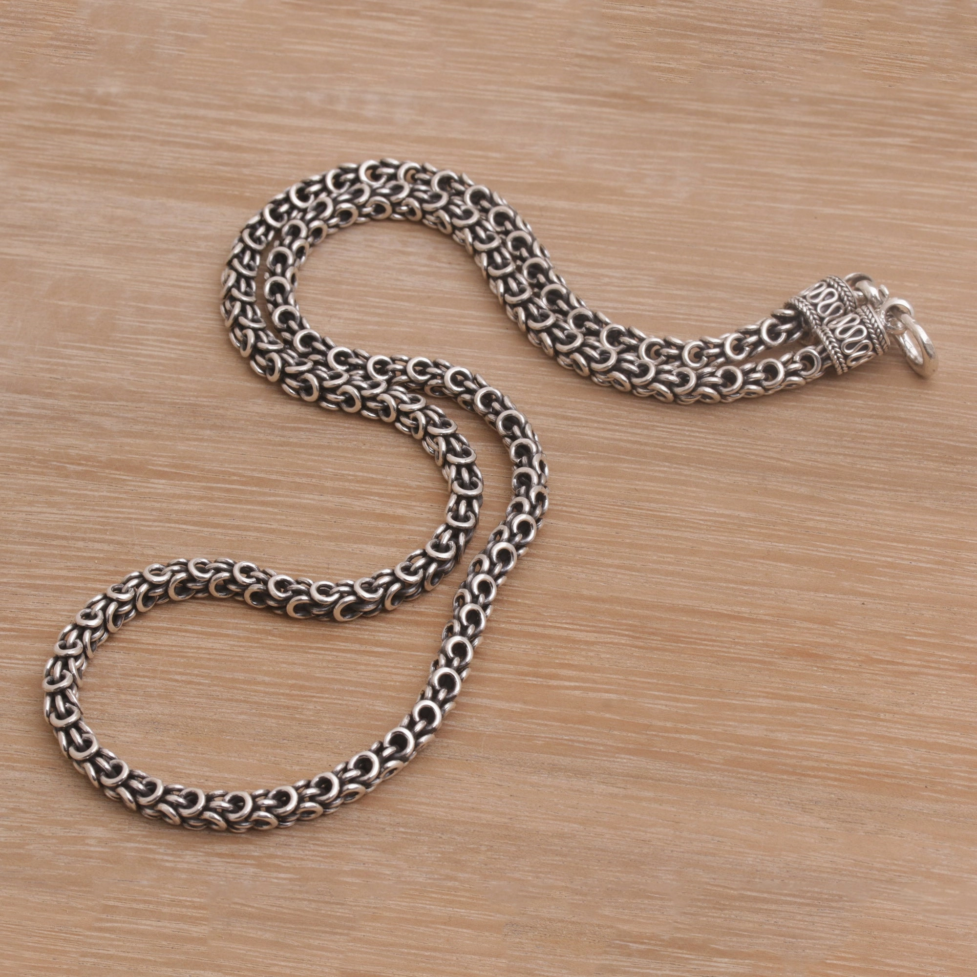 Sisik Charm Men's Handmade Sterling Silver Chain Necklace from Bali