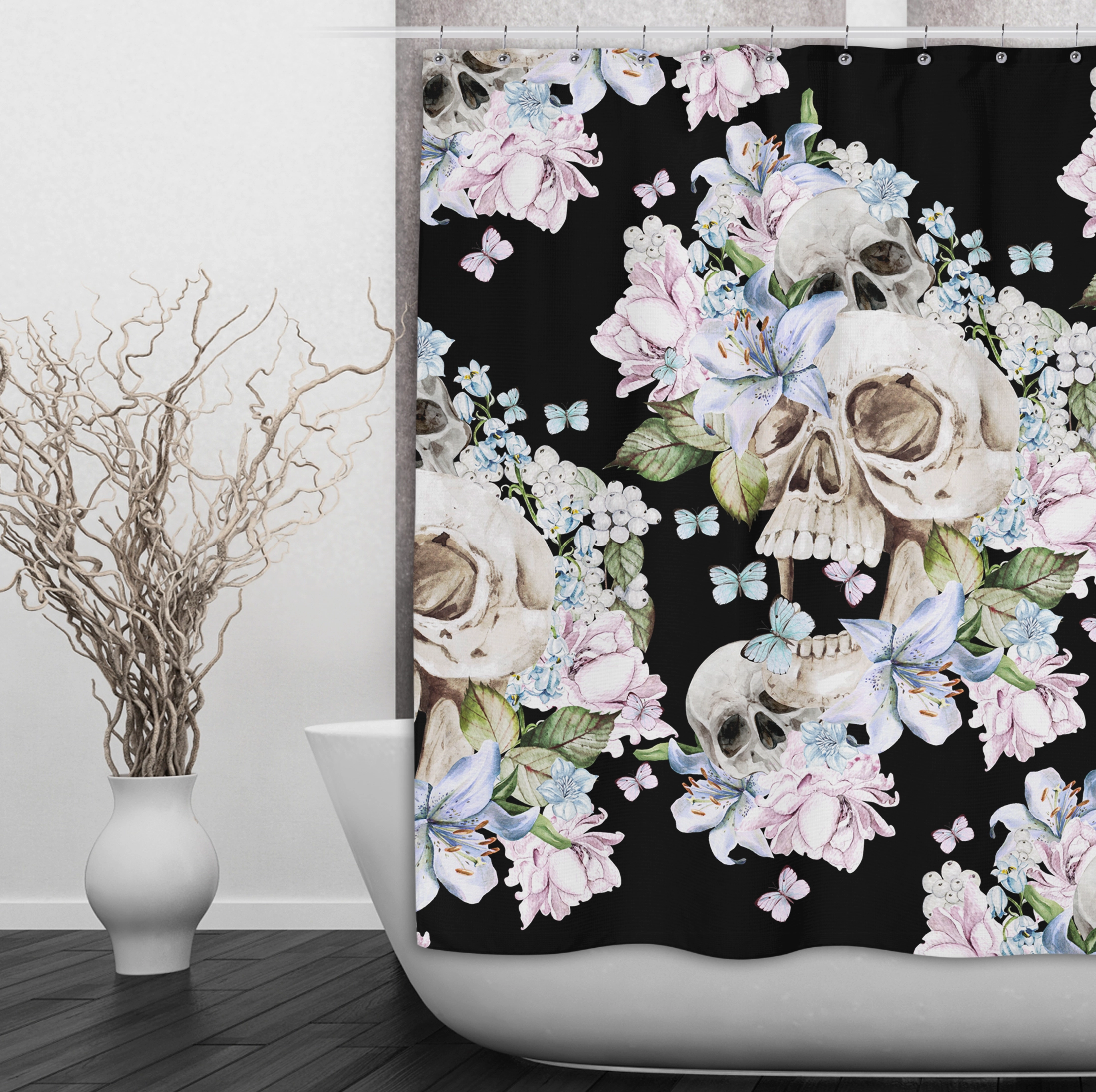 Skull Garden Shower Curtains and Optional Bath Mats Lighting,Lamps Fixtures