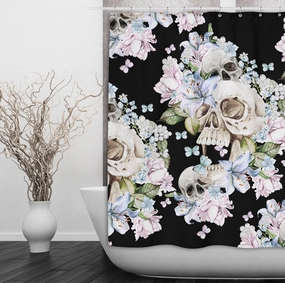 Skull Garden Shower Curtains and Optional Bath Mats Lighting,Lamps Fixtures