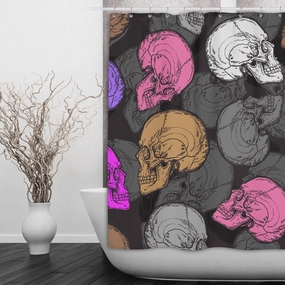 Skull with Modern Color Pop Shower Curtains and Optional Bath Mats Lighting,Lamps Fixtures