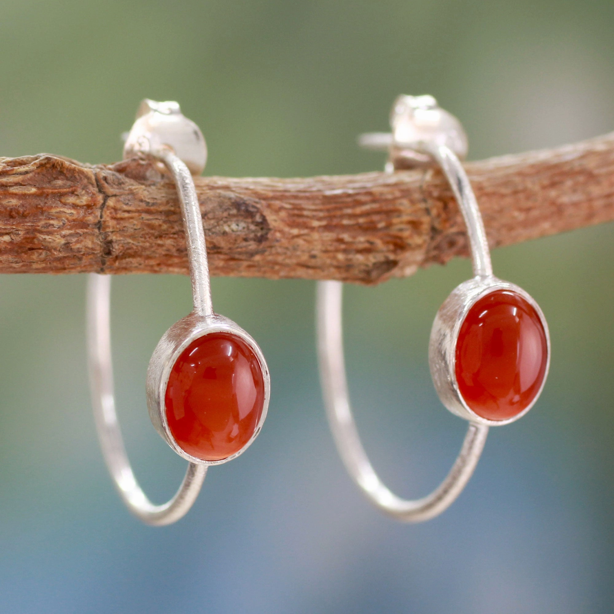 Sky loop: earring Modern Minimalist Red Onyx Earrings