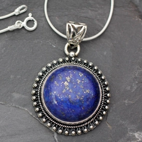 Sky Over Varkala India Jewelry Sterling Silver and Lapis Lazuli Necklace