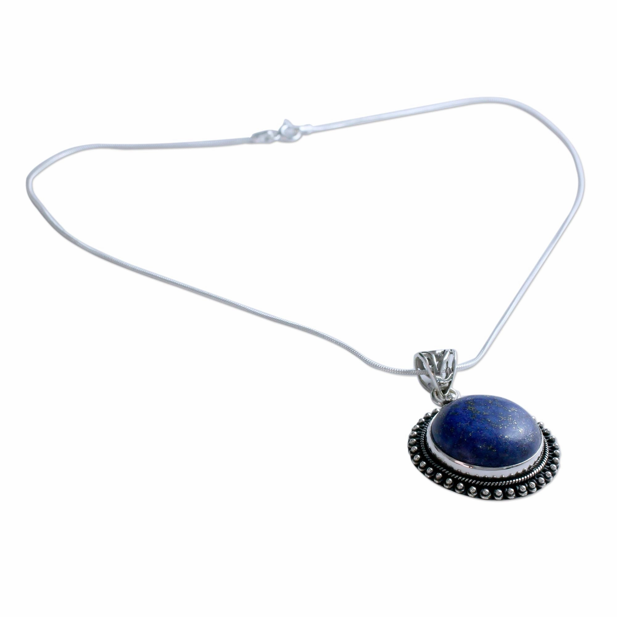 Sky Over Varkala India Jewelry Sterling Silver and Lapis Lazuli Necklace