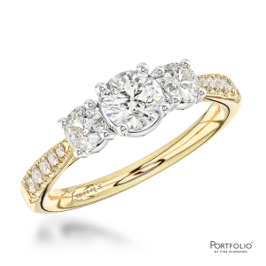 Skye Classic Three Stone 0.40ct F SI2 Diamond Yellow Gold/Platinum Ring
