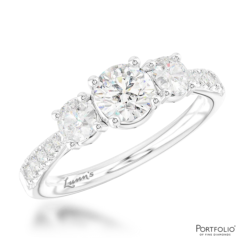 Skye Classic Three Stone 0.50ct F SI1 Diamond Platinum Ring