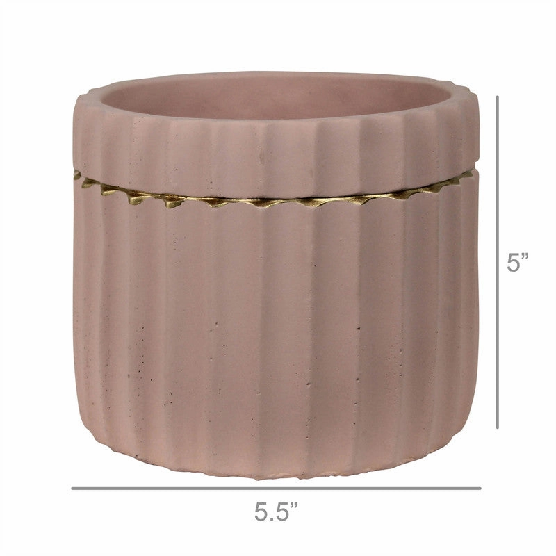 Skylar Cachepot, Cement, Clay & Gold