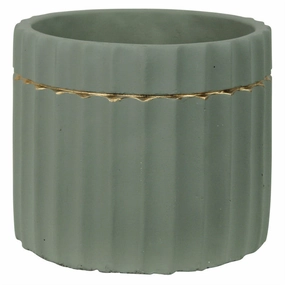 Skylar Cachepot, Cement, Green & Gold Vase,Ceramic Vase