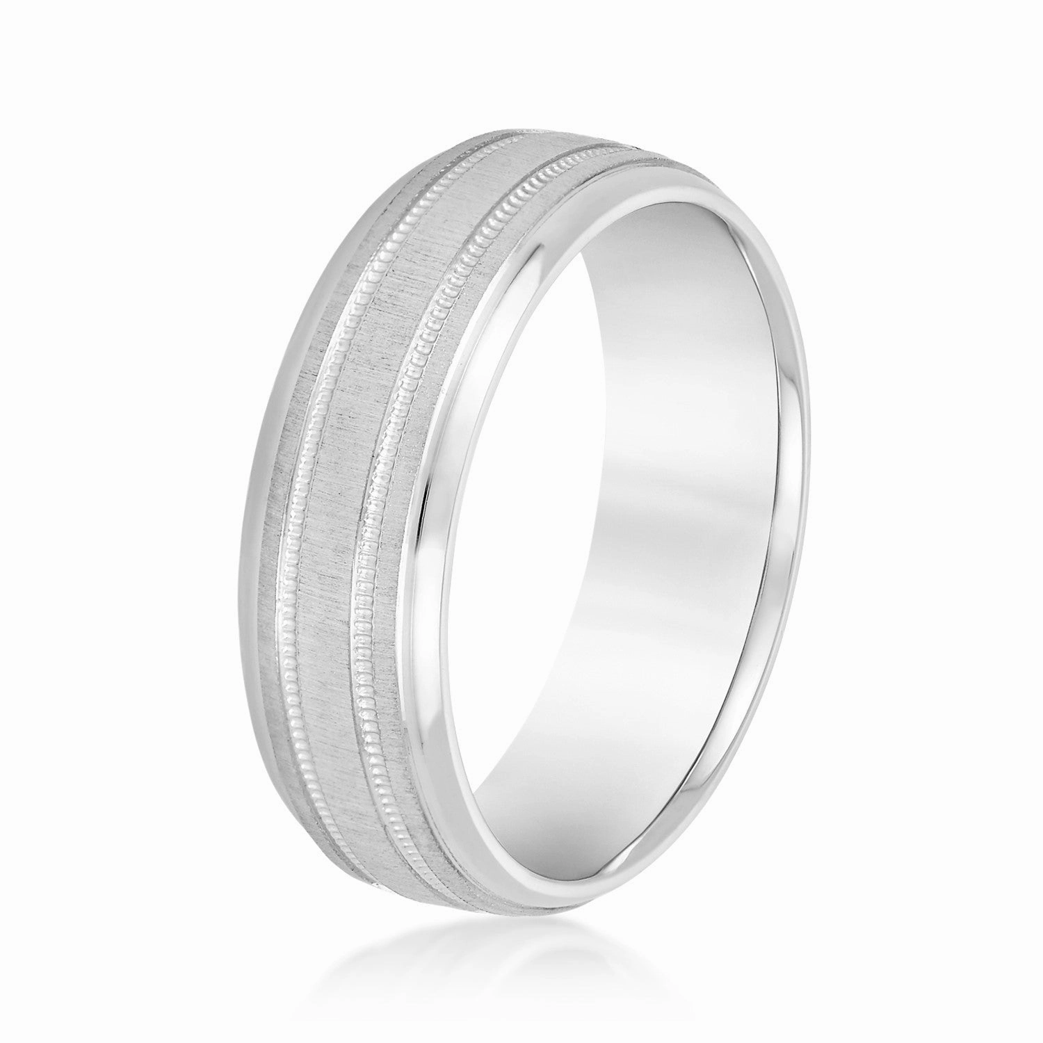 Slightly Dome Men's Wedding Band With Millgrain Edges