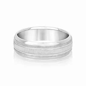 Slightly Dome Men's Wedding Band With Millgrain Edges
