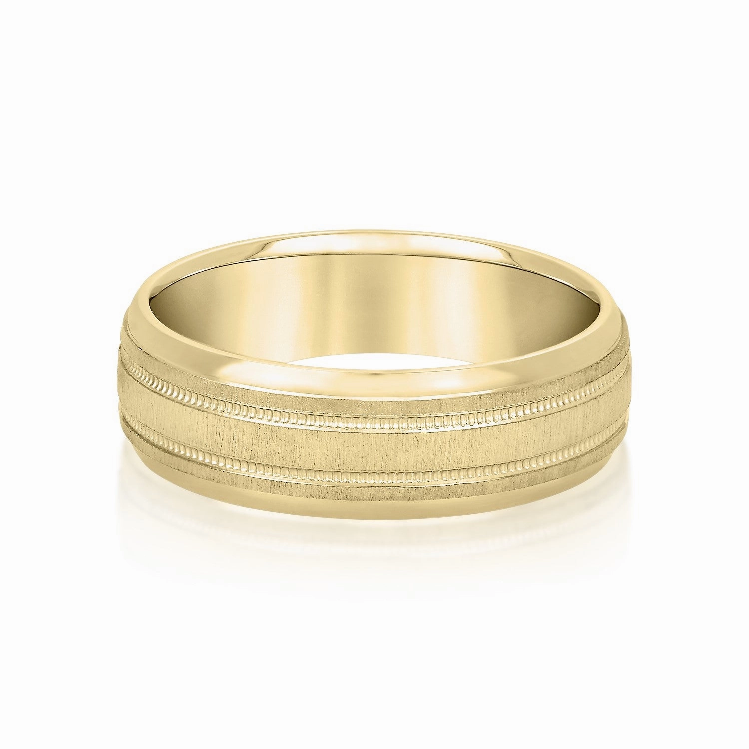 Slightly Dome Men's Wedding Band With Millgrain Edges