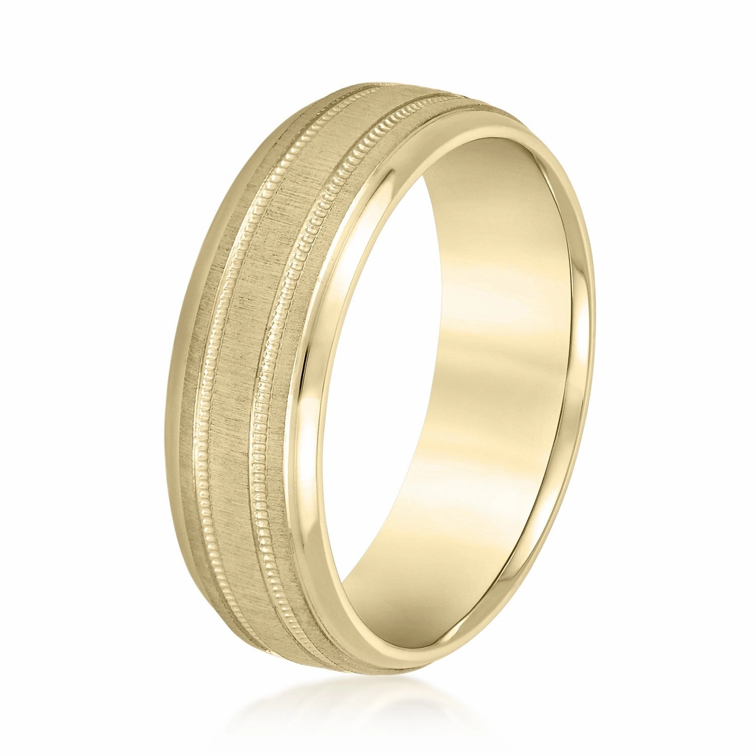 Slightly Dome Men's Wedding Band With Millgrain Edges