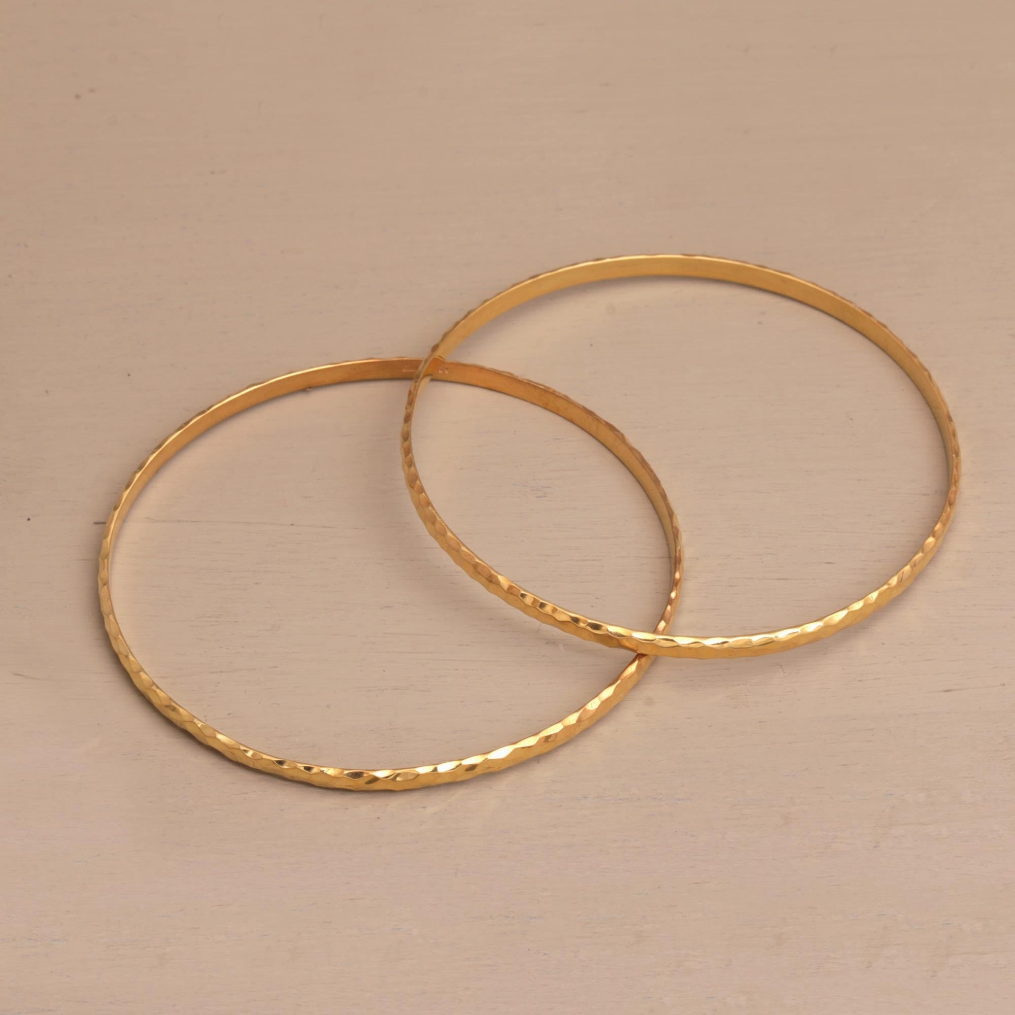 Slim Radiant Shine 2 Gold Plated 925 Slim Half Hoop Bangle Bracelets from Bali