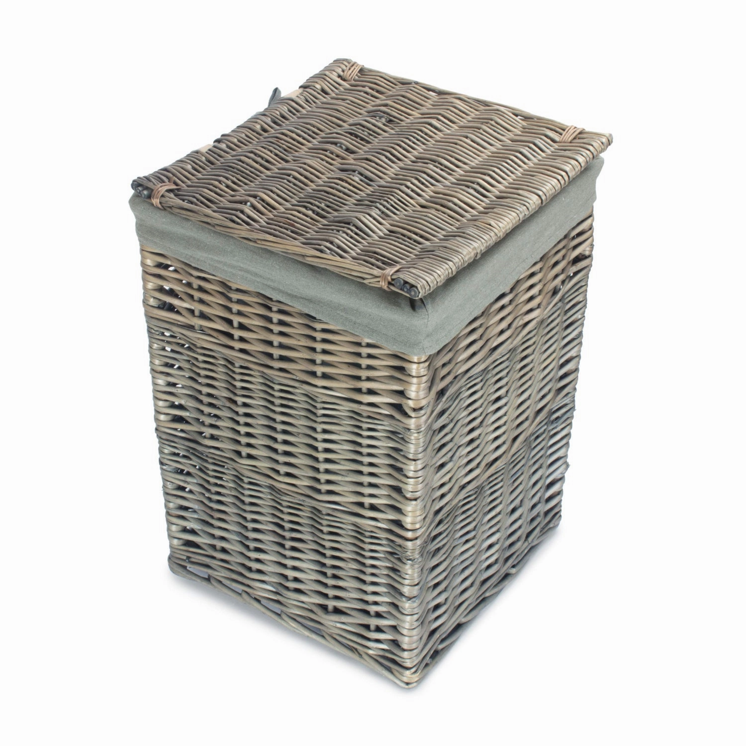 Small Square Laundry Basket with Grey Sage Lining