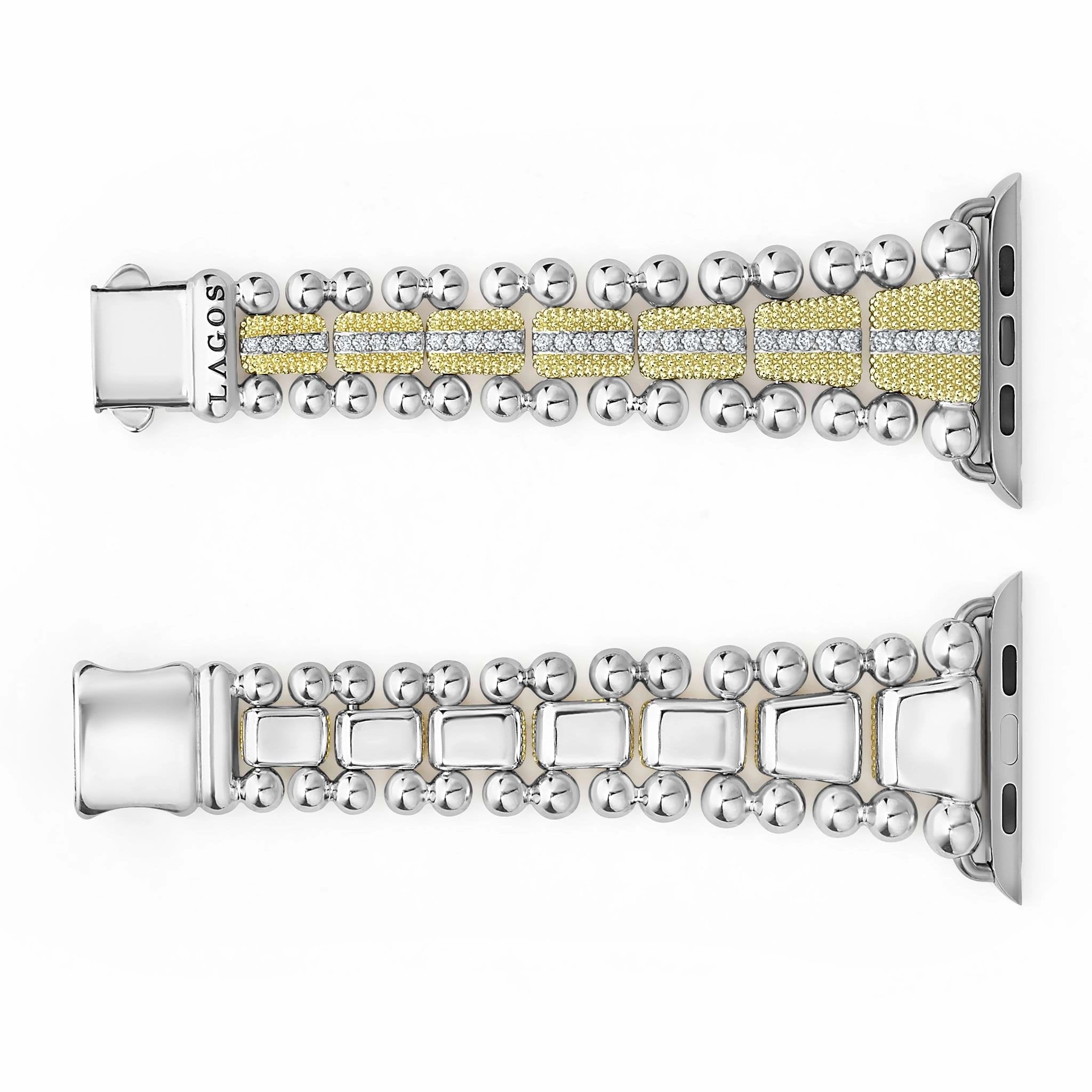 Smart Caviar 18K Gold and Diamond Caviar Beaded Watch Bracelet-42-49mm