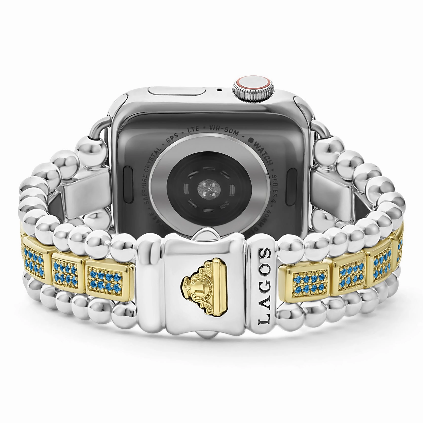 Smart Caviar 18K Gold and Sterling Silver Blue Sapphire Watch Bracelet-38-45mm